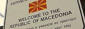 Schild am meaedonischen Grenzbergang Tabanovce